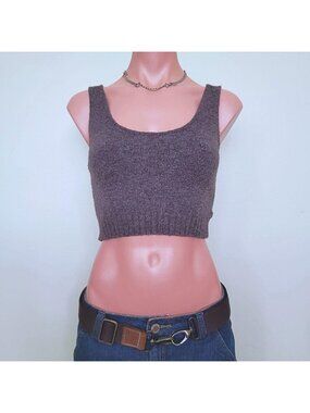 H&M Earthy Chocolate Brown Wool Blend Knit Bustier Tank Top (S)